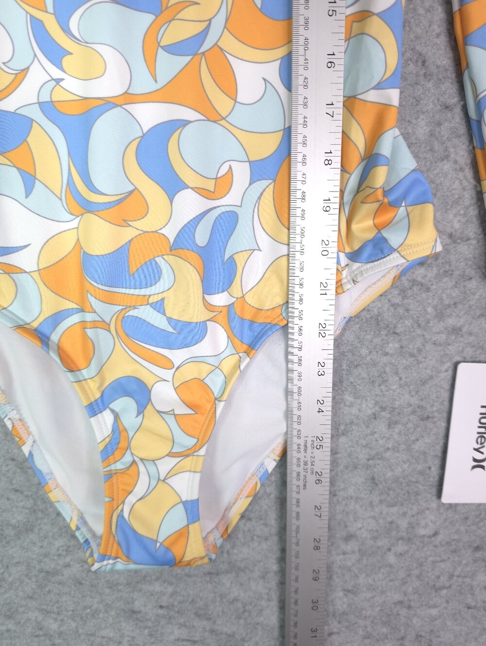 Hurley Long Sleeve Retro Surf Swimsuit - Retro Print (Blue, Orange, White) - Picture 5 of 8